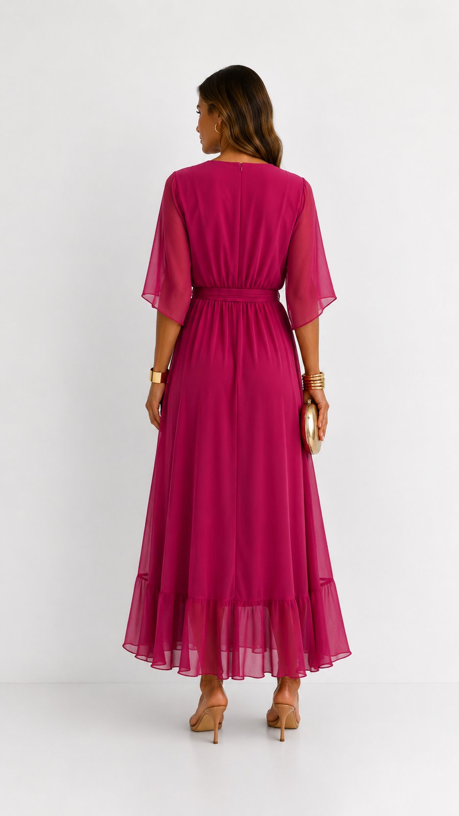 Hannah - Elegante chiffon vouwjurk voor dames