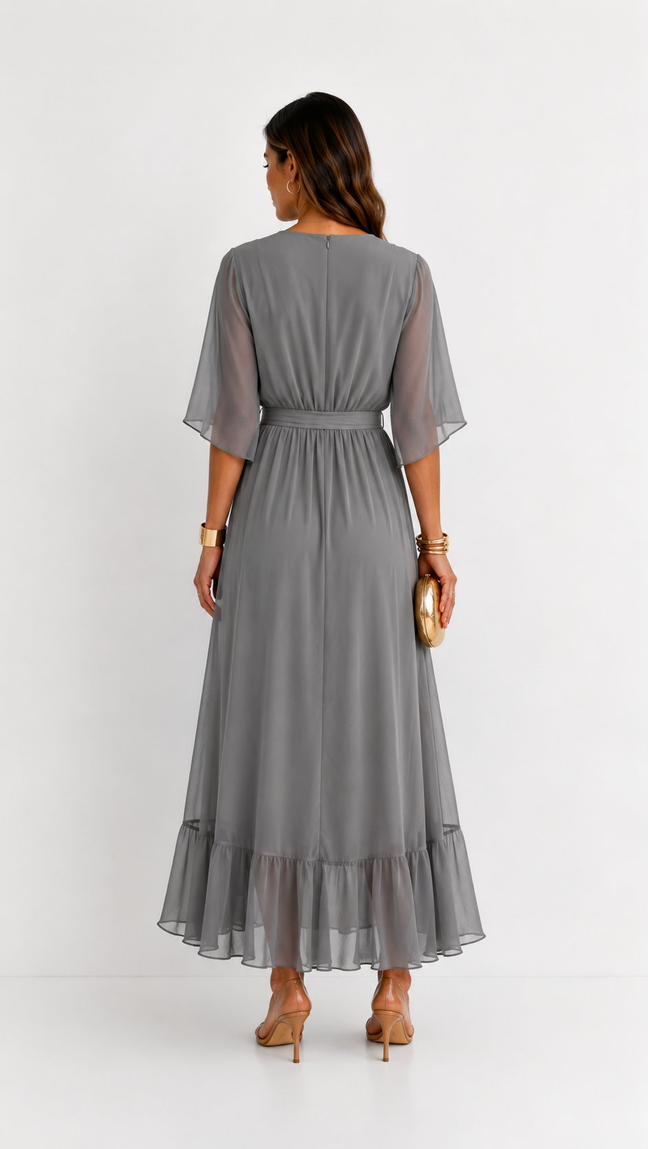 Hannah - Elegante chiffon vouwjurk voor dames