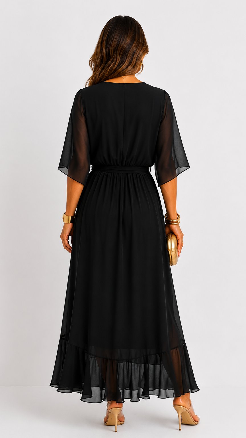 Hannah - Elegante chiffon vouwjurk voor dames