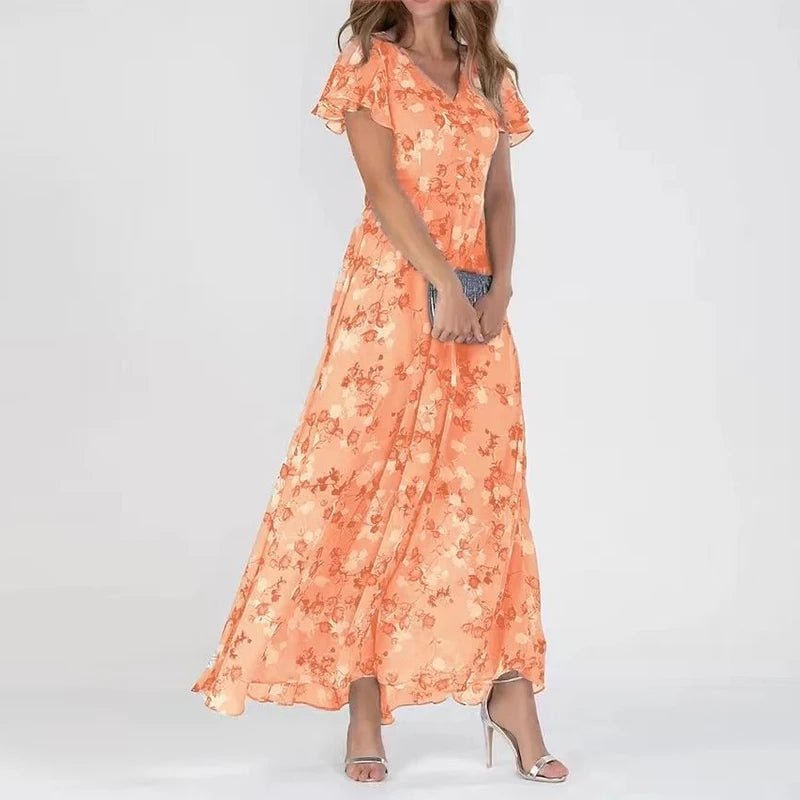 Mia - Luchtige bloemen maxijurk met pofmouwen voor dames
