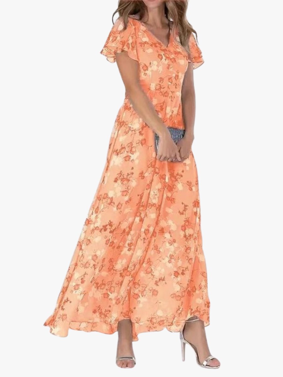 Mia - Luchtige bloemen maxijurk met pofmouwen voor dames