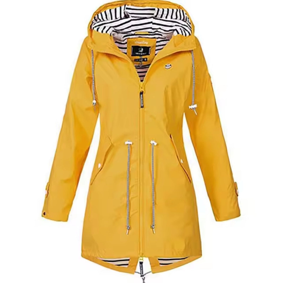 Emma - Wind- en waterdichte regenjas met gestreepte capuchon voor dames