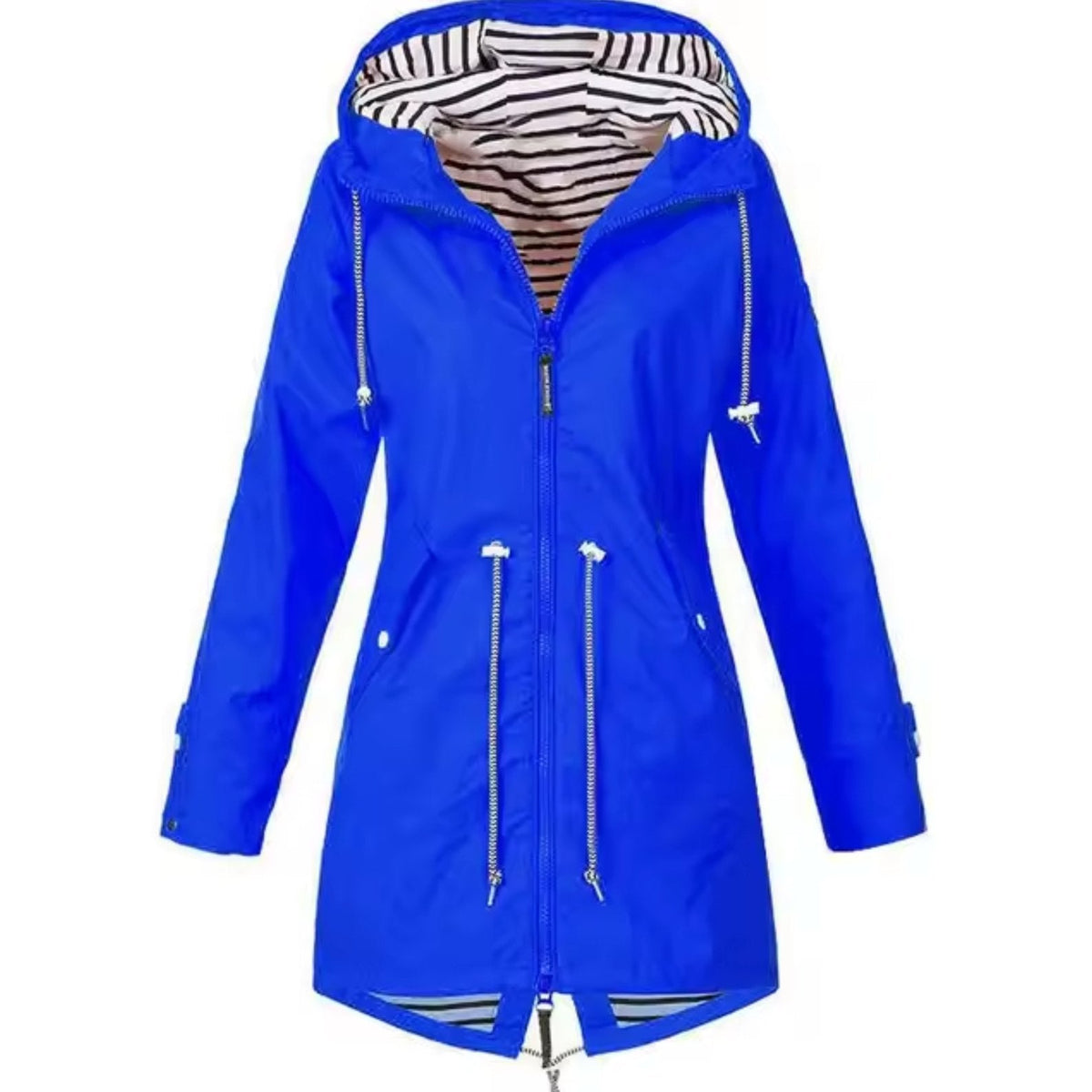 Emma - Wind- en waterdichte regenjas met gestreepte capuchon voor dames