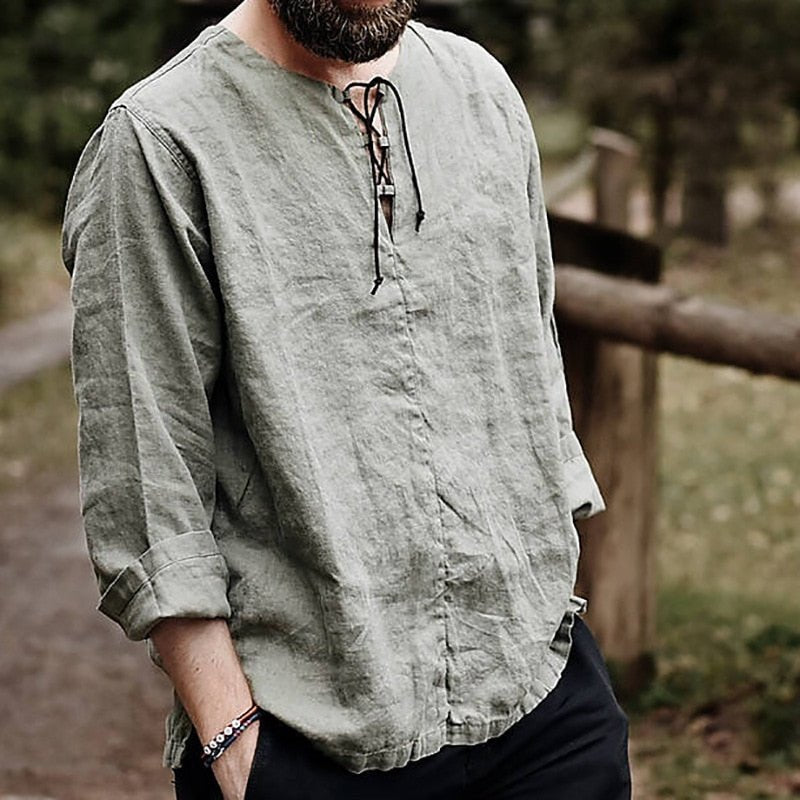 Luuk - Luchtige casual linnen blouse met V-hals voor heren