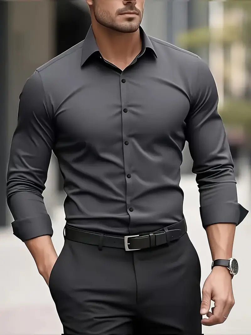 Maarten - Ademend slim fit overhemd met lange mouwen voor heren