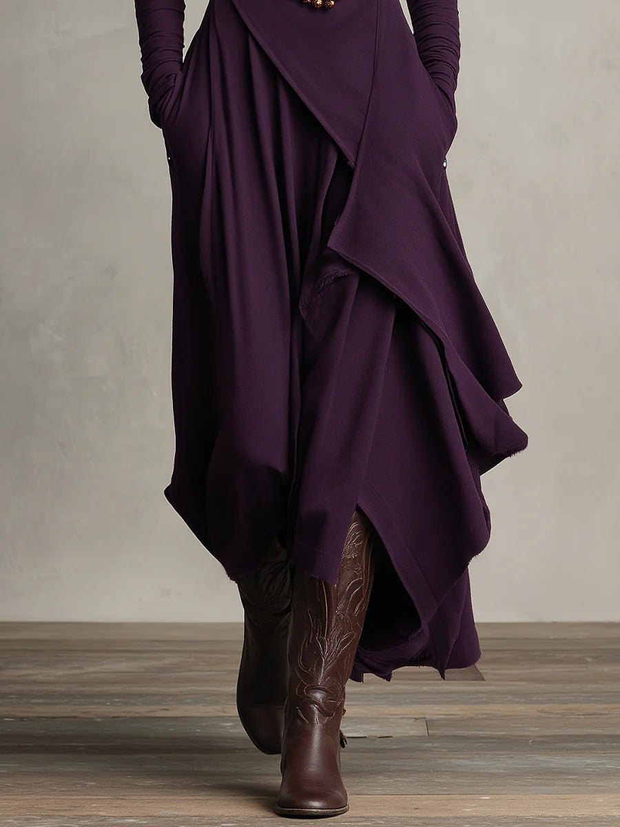 Margot - Asymmetrische maxi jurk met hoge col voor dames