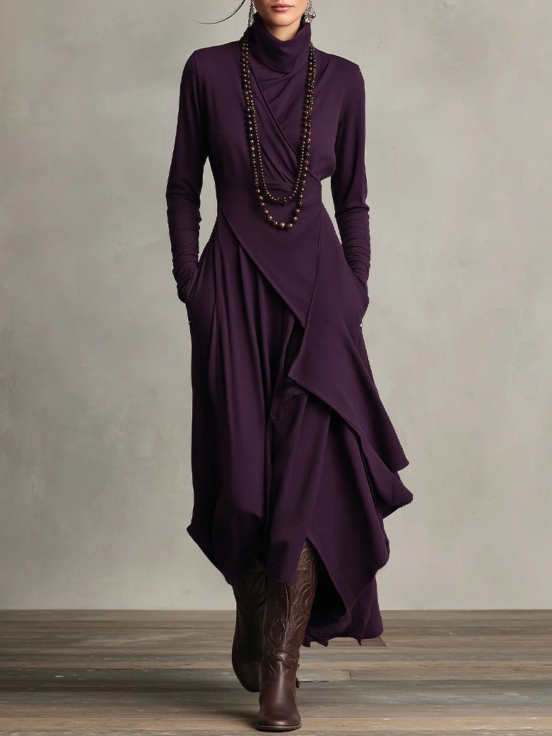 Margot - Asymmetrische maxi jurk met hoge col voor dames