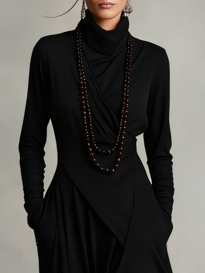 Margot - Asymmetrische maxi jurk met hoge col voor dames