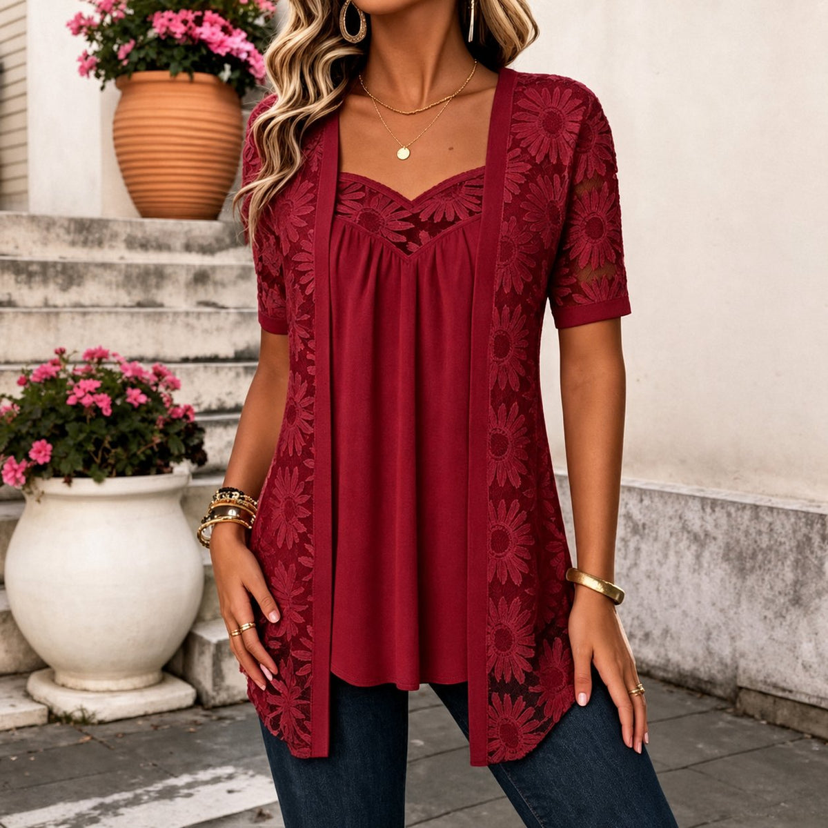 Maud - Elegante kanten blouse voor dames