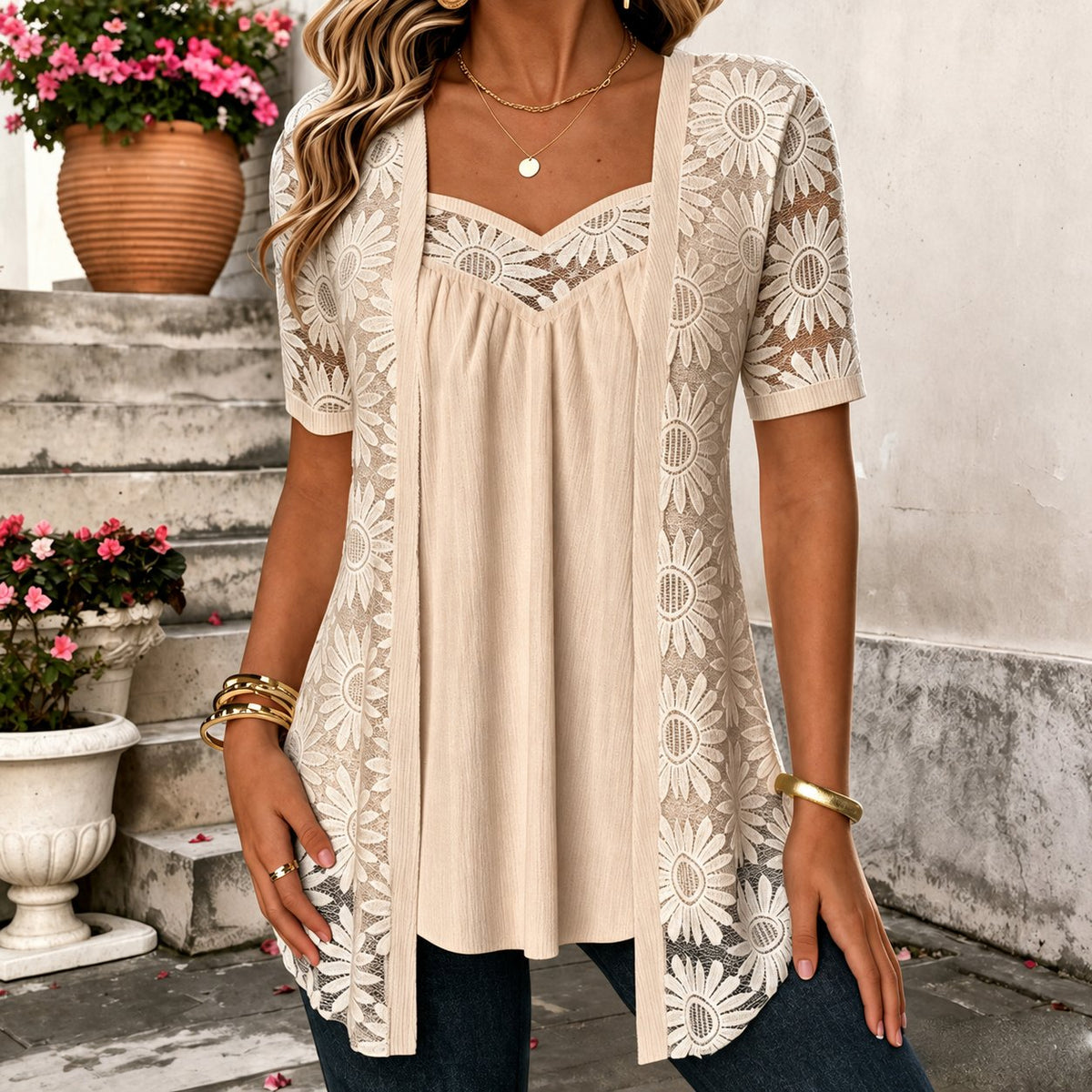 Maud - Elegante kanten blouse voor dames