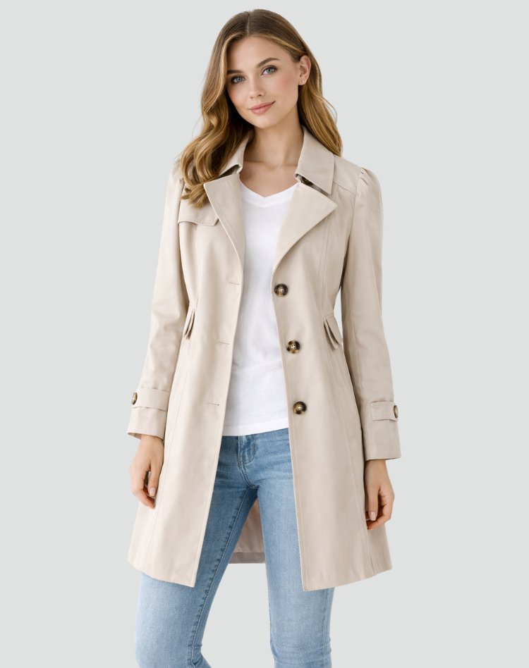 Maud - Klassieke lichtgewicht trenchcoat slim fit voor dames