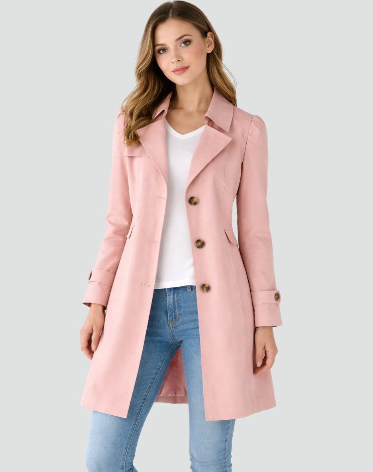 Maud - Klassieke lichtgewicht trenchcoat slim fit voor dames