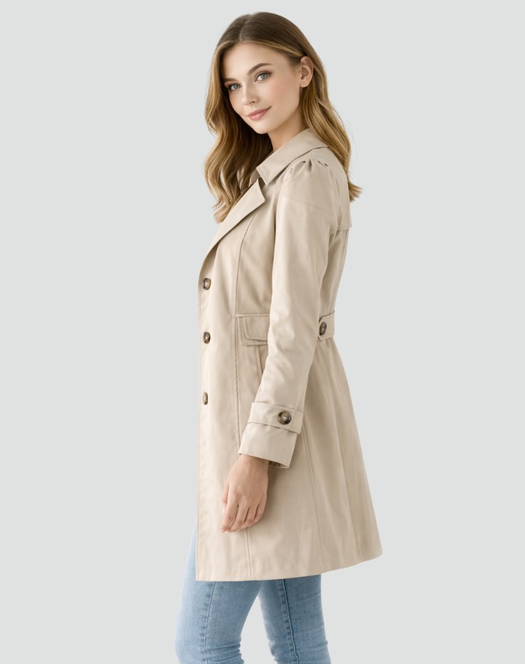 Maud - Klassieke lichtgewicht trenchcoat slim fit voor dames