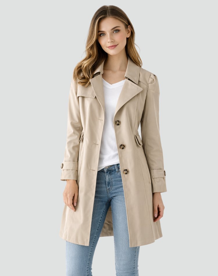 Maud - Klassieke lichtgewicht trenchcoat slim fit voor dames