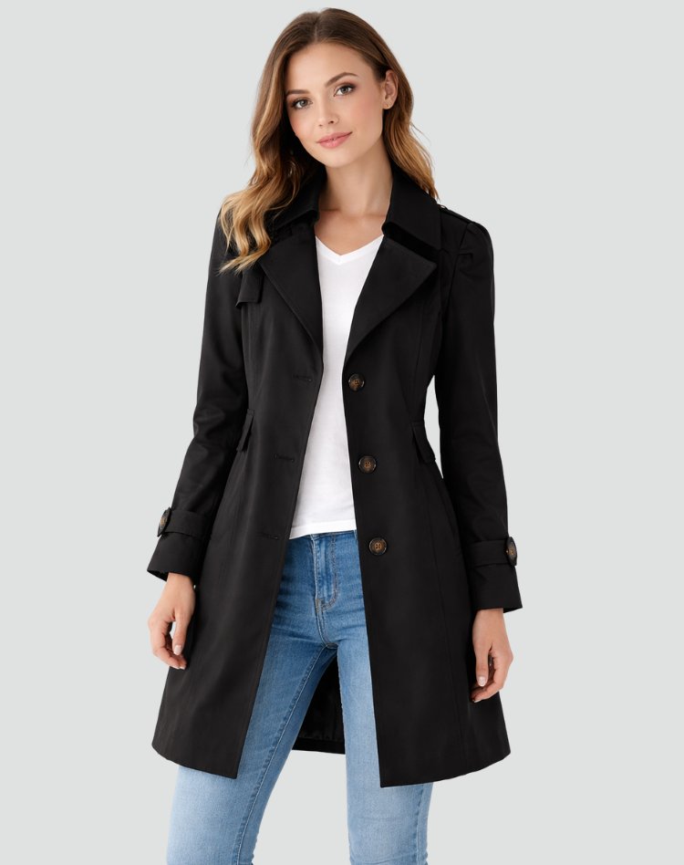 Maud - Klassieke lichtgewicht trenchcoat slim fit voor dames