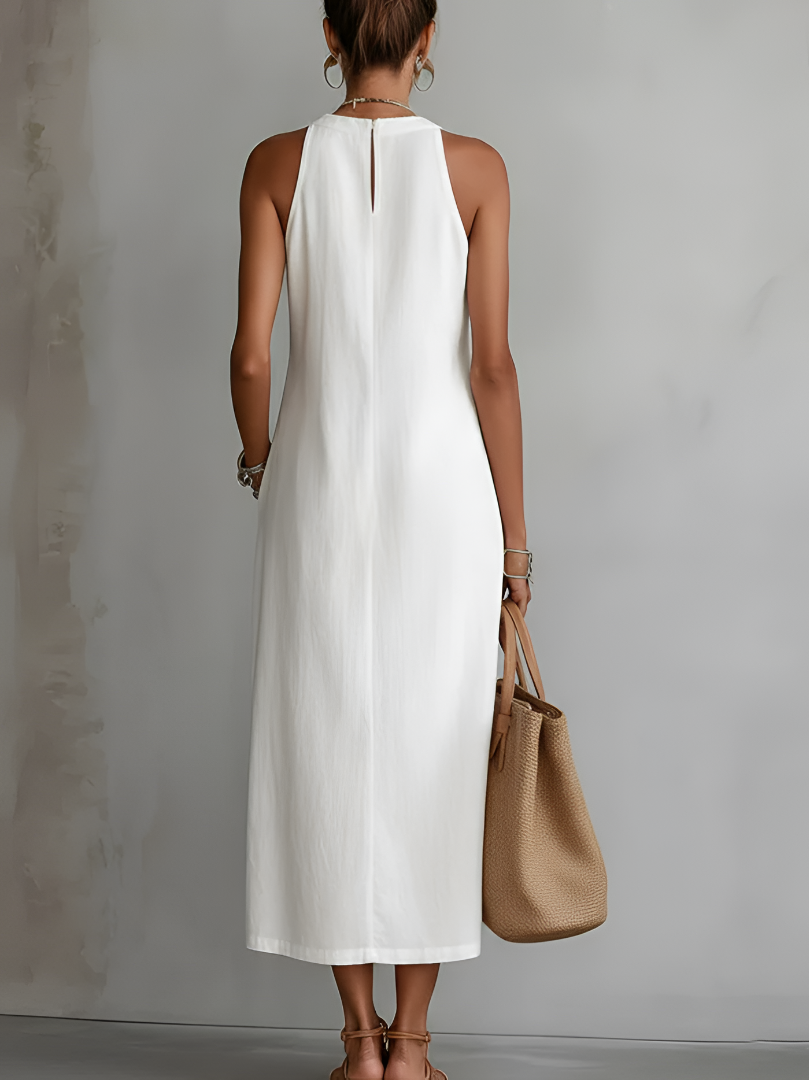 Merel - Elegante mouwloze midijurk met sierbies voor dames