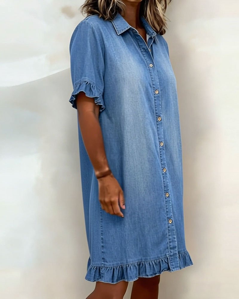 Renske - Casual denimjurk met knopen voor dames