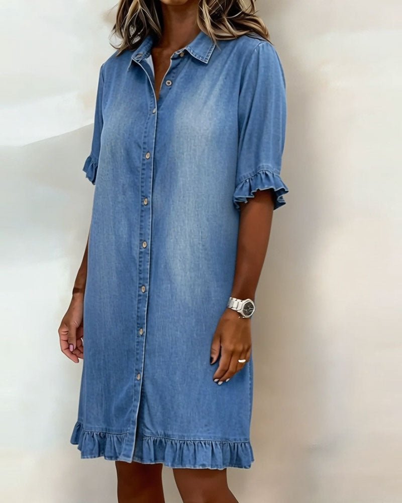 Renske - Casual denimjurk met knopen voor dames