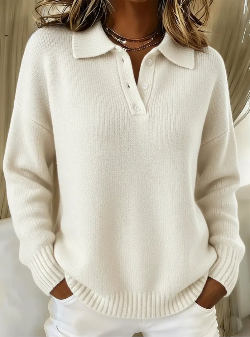Renske - Elegante polotrui met knoopsluiting voor dames
