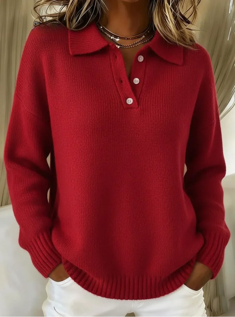 Renske - Elegante polotrui met knoopsluiting voor dames