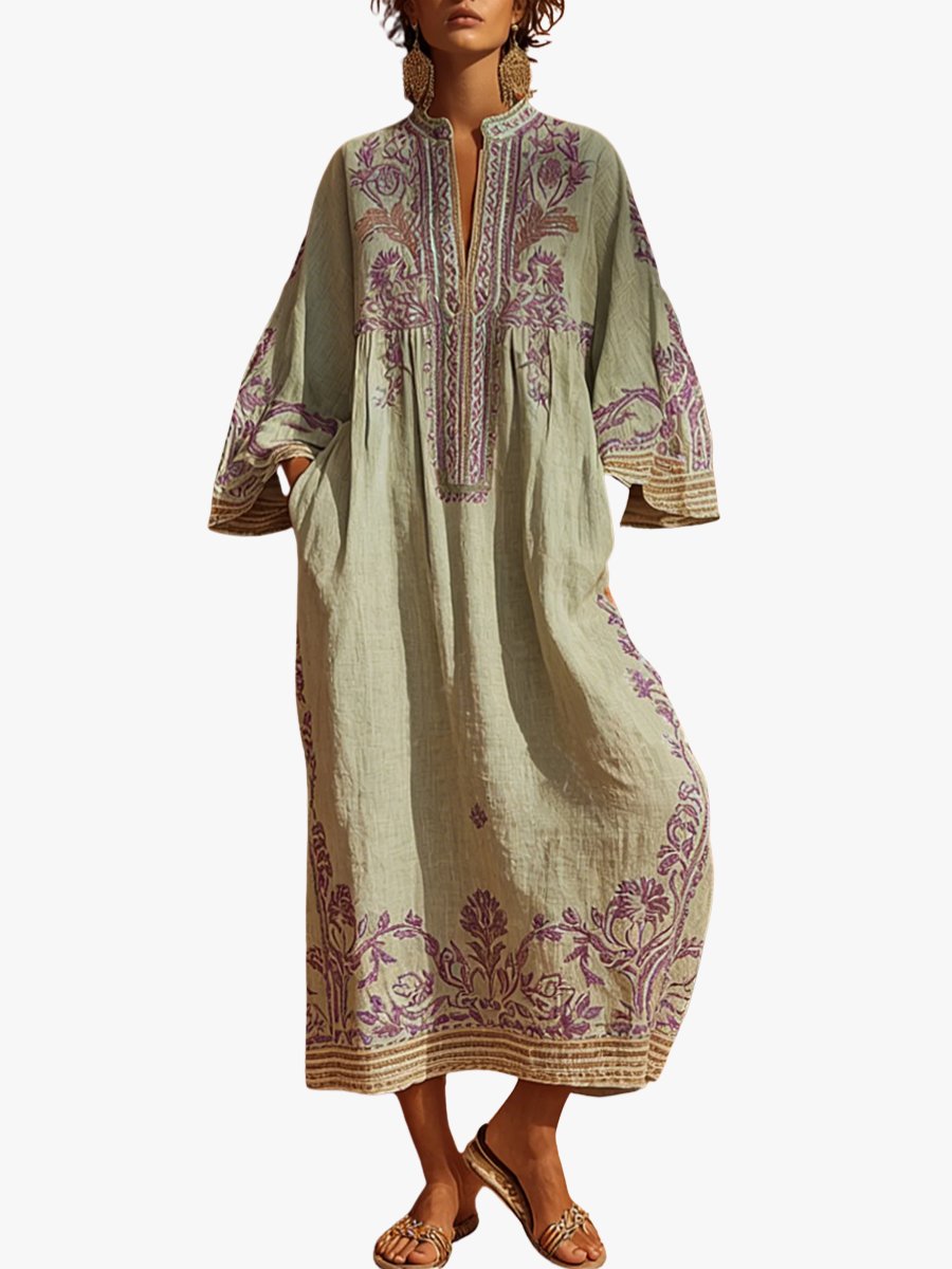 Lois - Soepelvallende geborduurde boho jurk voor dames