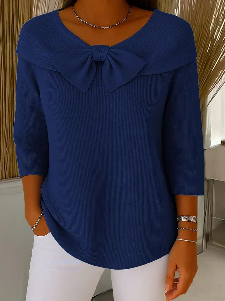 Tessa - Elegante gebreide top met strikdetail voor dames