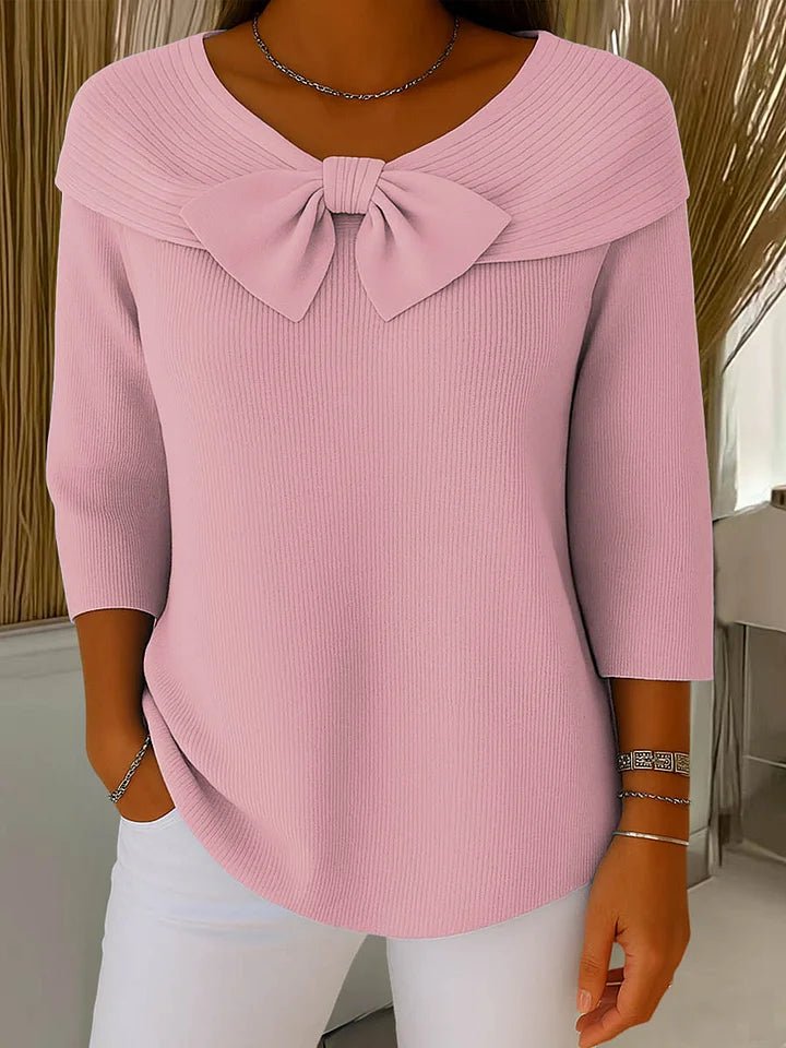 Tessa - Elegante gebreide top met strikdetail voor dames