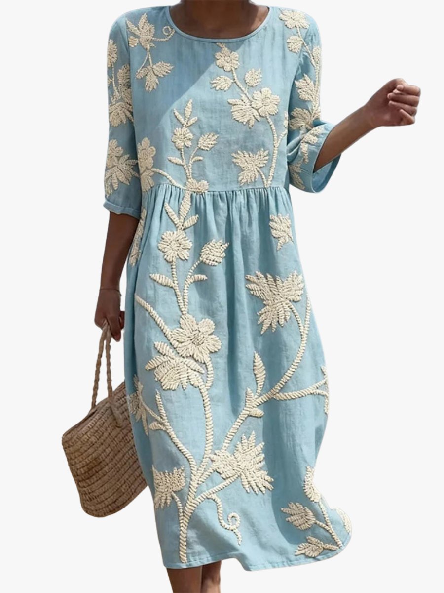 Luca - Broderie midi jurk voor dames