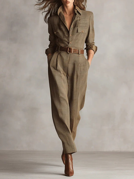 Wies - Klassieke geruite utility jumpsuit voor dames